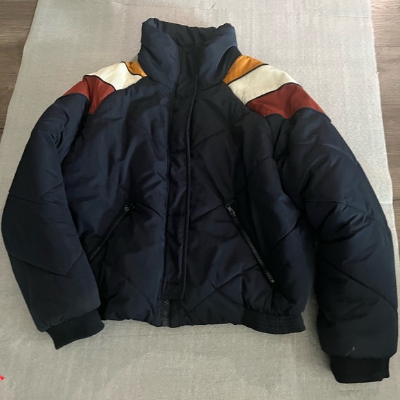 [S]Free People Navy Puffer Jacket Color Block Accent - Picture 2 of 11